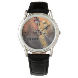 Brandweerman Zwart Beschermend Gezicht Brandweerho Horloge