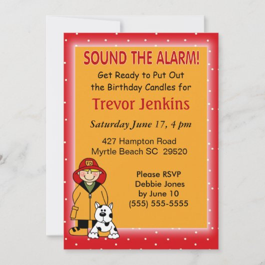 Brandweermannen Thema Kinderen Verjaardag Uitnodig Kaart (Voorkant)