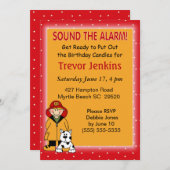 Brandweermannen Thema Kinderen Verjaardag Uitnodig Kaart (Voorkant / Achterkant)