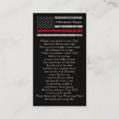 Brandweerman's Gebed Bulk Brandweerman Dunne rode  Visitekaartje (Voorkant)