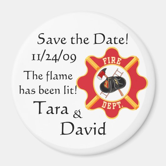 Brandweerman's Save the Date! Magneet (Voorkant)