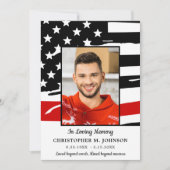 Brandweermonument Moderne dunne rode lijn begrafen Bedankkaart (Voorkant)