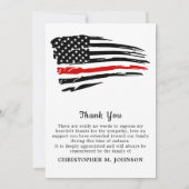 Brandweermonument Moderne dunne rode lijn begrafen Bedankkaart (Achterkant)