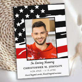 Brandweermonument Moderne dunne rode lijn begrafen Bedankkaart