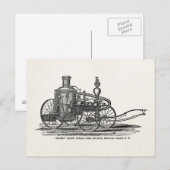  brandweermotor 1800s Antiek brandweerwagen Briefkaart (Voorkant / Achterkant)