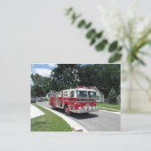 brandweermotor briefkaart (Staand voorkant)