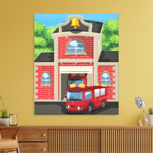 Brandweermotor Canvas Afdruk (Insitu (Woonkamer))