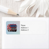 Brandweermotor De hoek draaien Etiket (Insitu)