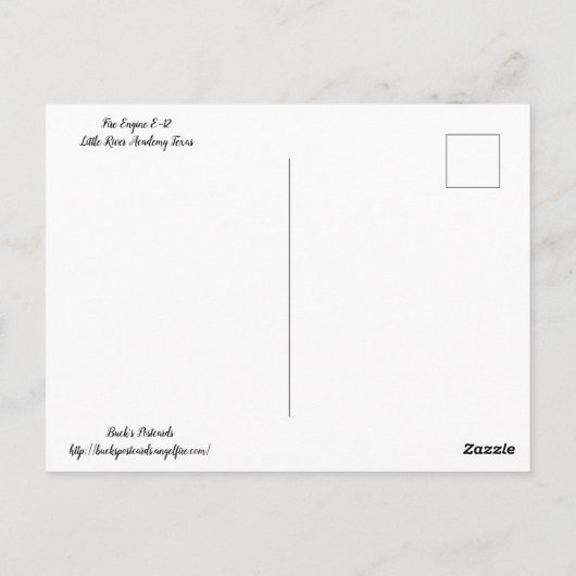 Brandweermotor E-12 Briefkaart (Achterkant)