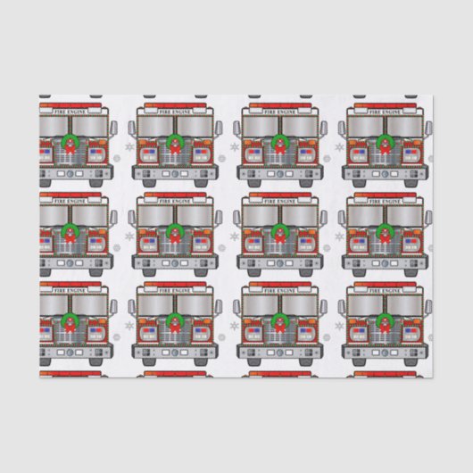 Brandweermotor met kerstmis gedecorbeerd tissuepapier (Voorkant)
