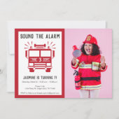 Brandweermotor of brandweerwagen Foto van Birthday Kaart (Voorkant)