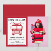 Brandweermotor of brandweerwagen Foto van Birthday Kaart (Voorkant / Achterkant)