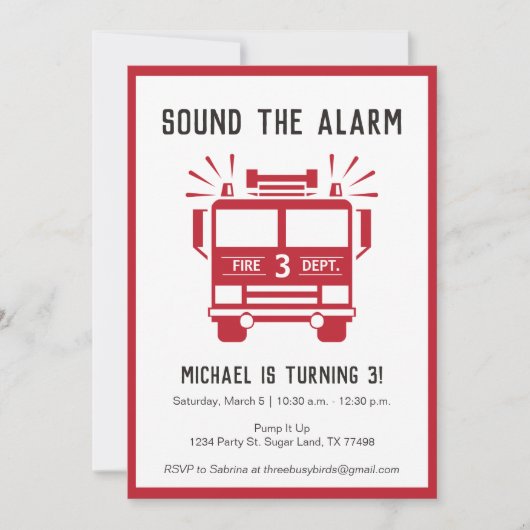 Brandweermotor of brandweerwagen op uitnodiging (Voorkant)