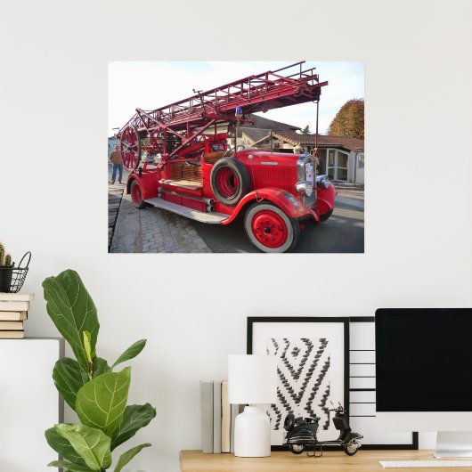  brandweermotor.... poster (Thuiskantoor)