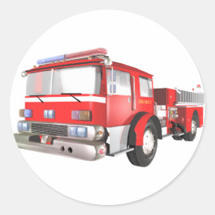Brandweermotor Ronde Sticker