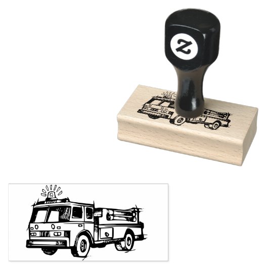 Brandweermotor Rubberstempel (Gestempeld)
