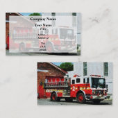 Brandweermotor vooraan brandblusstation visitekaartje (Voorkant / Achterkant)