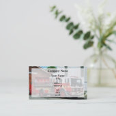 Brandweermotor vooraan brandblusstation visitekaartje (Staand voorkant)