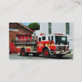 Brandweermotor vooraan brandblusstation visitekaartje (Achterkant)