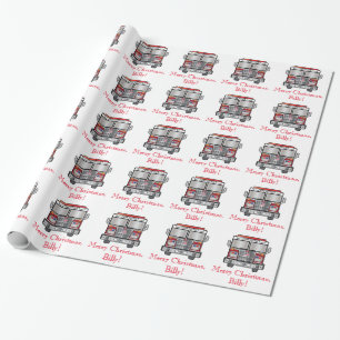 Brandweermotor: Vroegere kerstnaam  Cadeaupapier