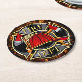 Brandweerpatroon Ronde Kartonnen Onderzetter (Gebogen)