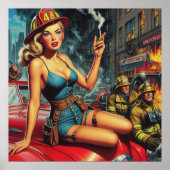 Brandweerpin-up Poster (Voorkant)