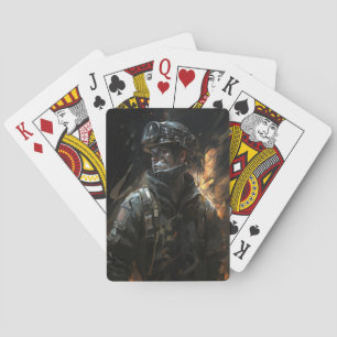 Brandweerportret Fantasie Schilderen Wild Spirit Pokerkaarten