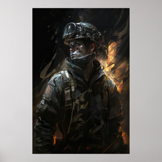 Brandweerportret Fantasie Schilderen Wild Spirit Poster (Voorkant)