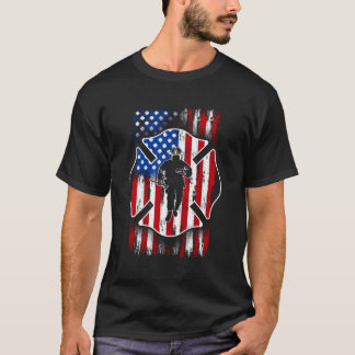 Brandweerschild Amerikaanse vlag Patriottische USA T-shirt