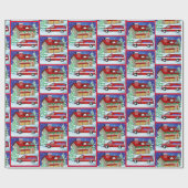 Brandweerstation Ambulance EMS Kerstmis Cadeaupapier (Vlak)