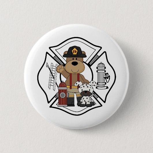 Brandweerstation Beer Ronde Button 5,7 Cm (Voorkant)