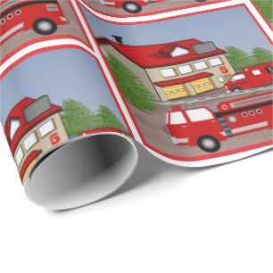 Brandweerstation Brandweerwagen Brandweerbrandblus Cadeaupapier
