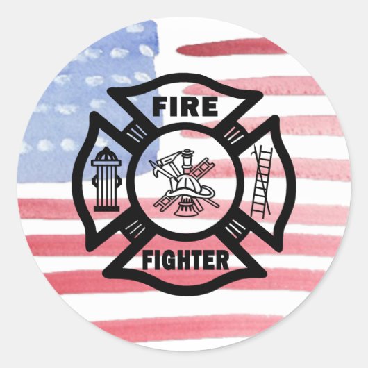 Brandweerstation Logo Ronde Sticker (Voorkant)