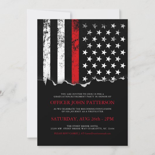 Brandweerstijl Amerikaanse vlag partij Uitnodigen Kaart (Voorkant)