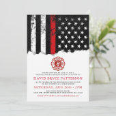 Brandweerstijl Amerikaanse vlag Party White Nodig Kaart (Staand voorkant)