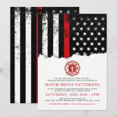 Brandweerstijl Amerikaanse vlag Party White Nodig Kaart (Voorkant / Achterkant)