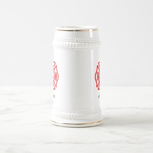 Brandweersymbool Brandweerman Logo Aangepaste naam Bierpul (Center)