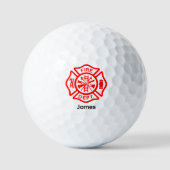 Brandweersymbool Brandweerman Logo Aangepaste naam Golfballen (Voorkant)