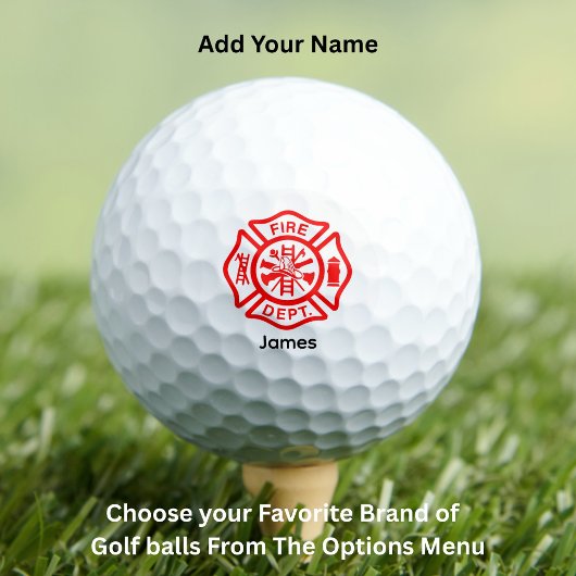 Brandweersymbool Brandweerman Logo Aangepaste naam Golfballen