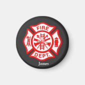 Brandweersymbool Brandweerman Logo Aangepaste naam Magneet (Voorkant)