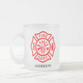 Brandweersymbool Brandweerman Logo Aangepaste naam Matglas Koffiemok (Links)