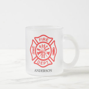 Brandweersymbool Brandweerman Logo Aangepaste naam Matglas Koffiemok