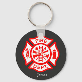 Brandweersymbool Brandweerman Logo Aangepaste naam Sleutelhanger