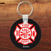Brandweersymbool Brandweerman Logo Aangepaste naam Sleutelhanger (Achterkant)