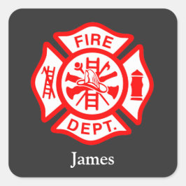 Brandweersymbool Brandweerman Logo Aangepaste naam Vierkante Sticker