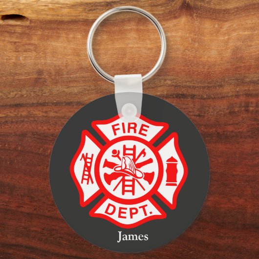 Brandweersymbool Fireman Logo Sleutelhanger (Voorkant)