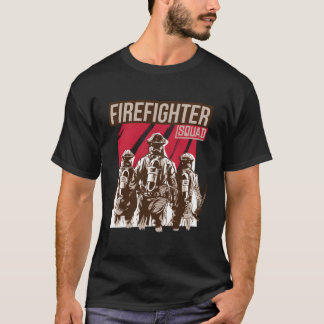 Brandweerteam voor brand als brandweer t-shirt