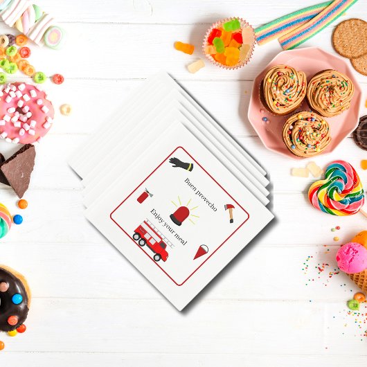 Brandweerthema Wit Tweetalig Papier Servetten