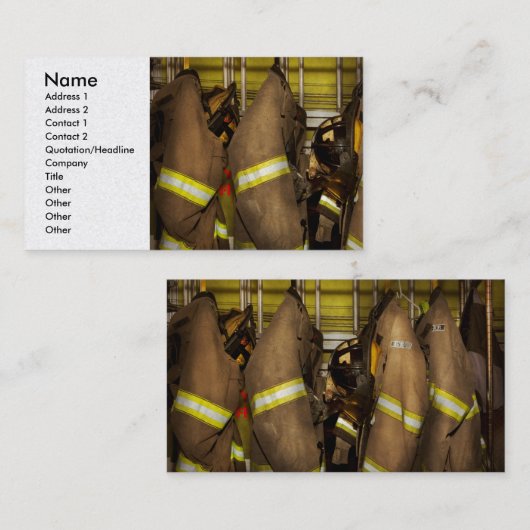Brandweeruitrusting - Bunkergear Visitekaartje (Voorkant / Achterkant)