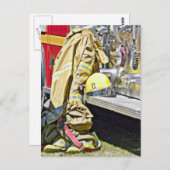 Brandweeruitrusting en vrachtwagen briefkaart (Voorkant / Achterkant)